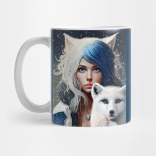 Adventure girl and arctic fox Mug